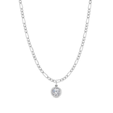 Strata Solitaire Necklace, Brilliant Cut Topaz. Silver