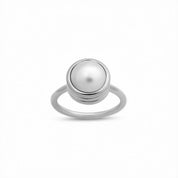 Strata Pearl Ring. Silver. - Monarc Jewellery