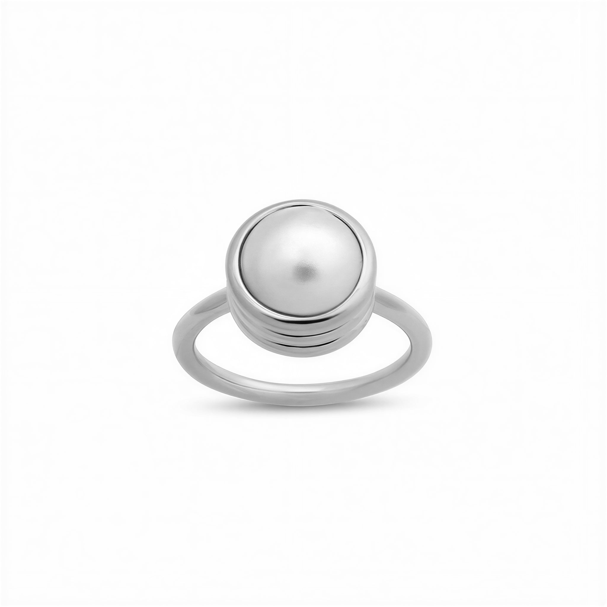 Strata Pearl Ring. Silver. - Monarc Jewellery