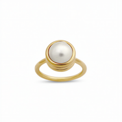 Strata Pearl Ring. 9k Yellow Gold. - Monarc Jewellery