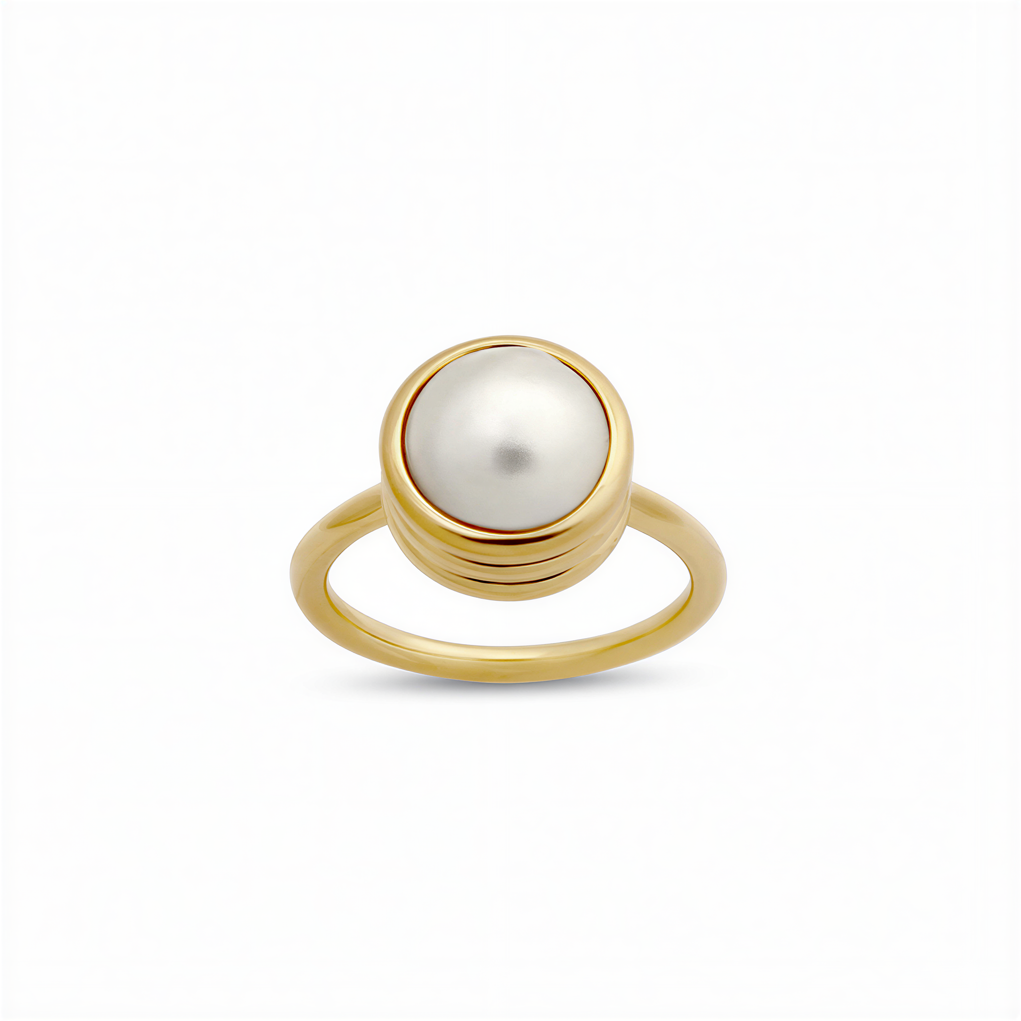 Strata Pearl Ring. 9k Yellow Gold. - Monarc Jewellery