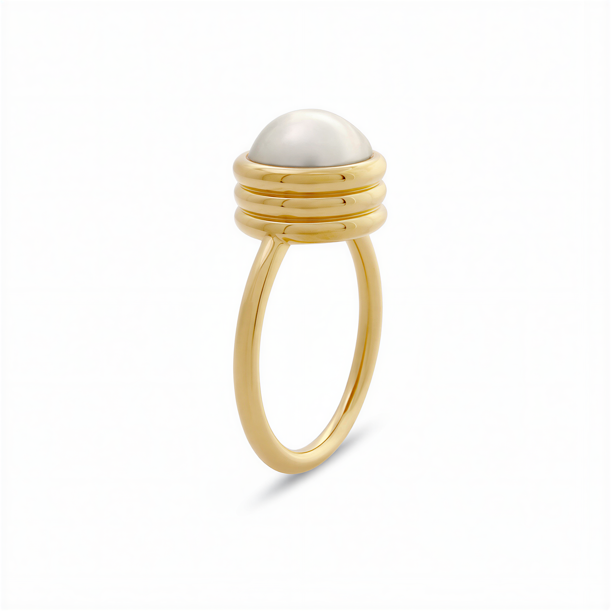 Strata Pearl Ring. 9k Yellow Gold. - Monarc Jewellery