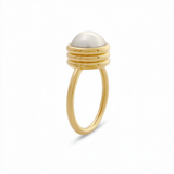 Strata Pearl Ring. 9k Yellow Gold.