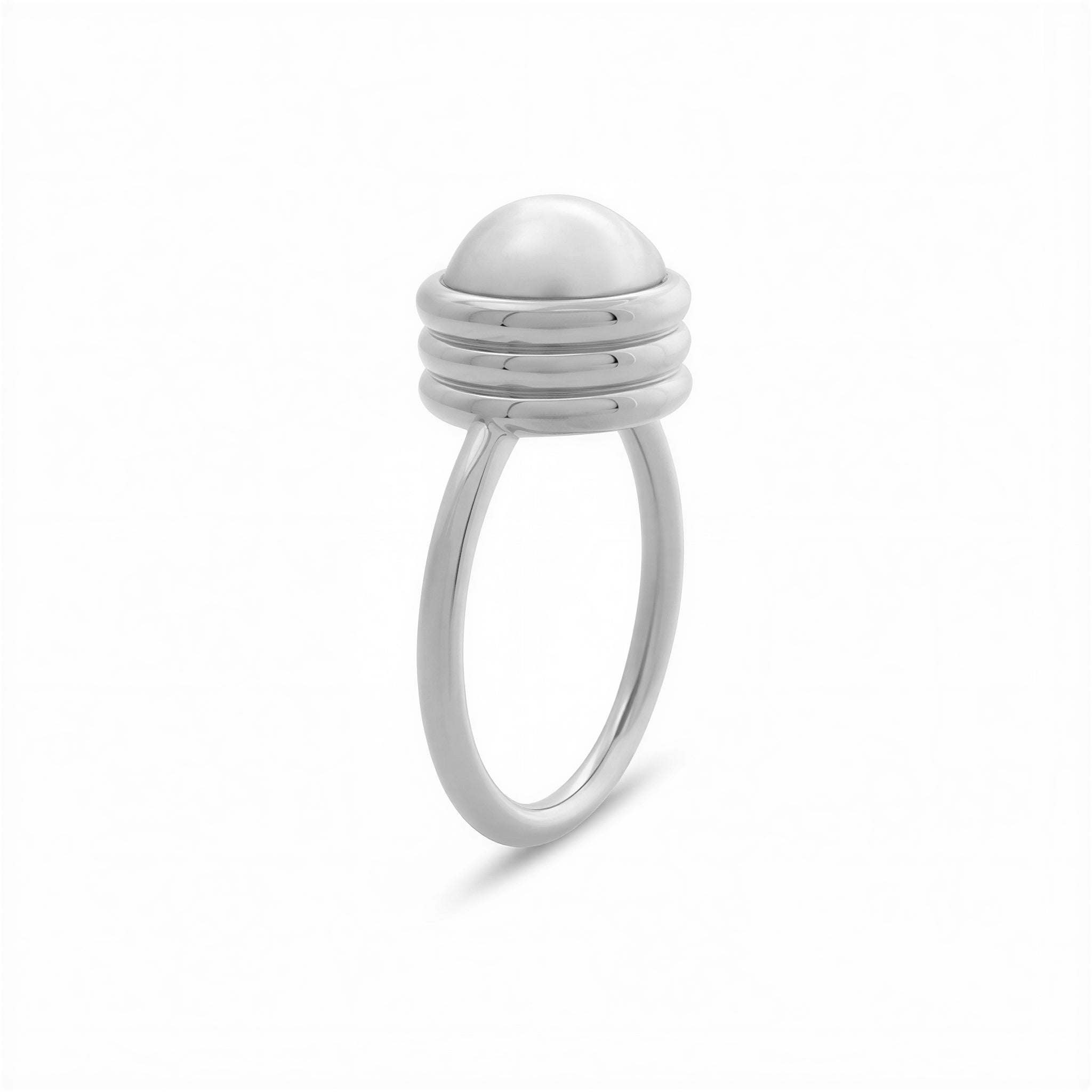 Strata Pearl Ring. Silver. - Monarc Jewellery