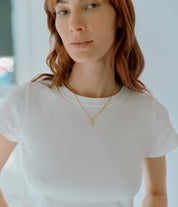 Strata Solitaire Necklace, Brilliant Cut Topaz. Gold Vermeil. - Monarc Jewellery