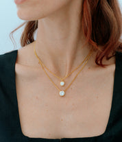 Strata Solitaire Necklace, Brilliant Cut Topaz. Gold Vermeil. - Monarc Jewellery