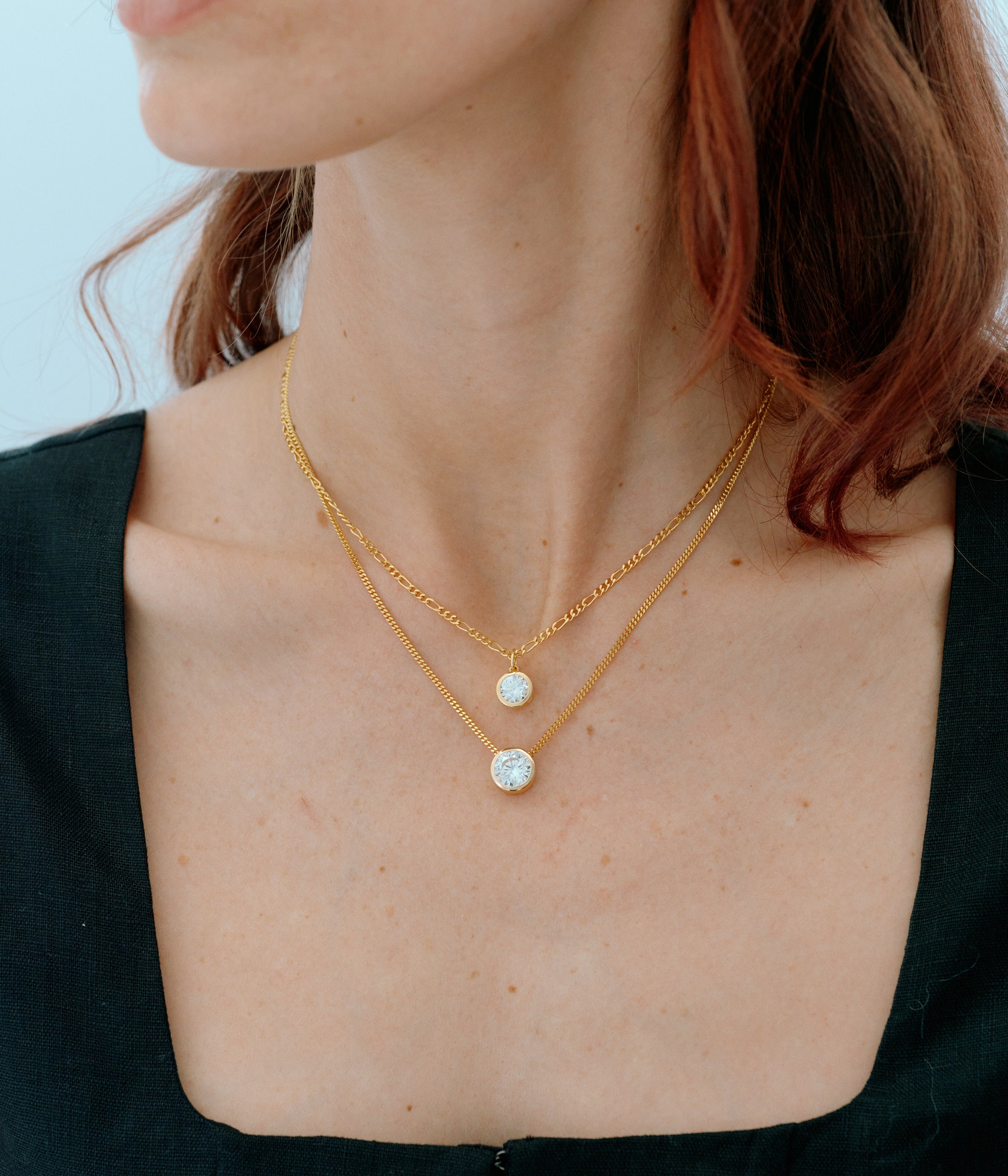 Strata Solitaire Necklace, Brilliant Cut Topaz. Gold Vermeil. - Monarc Jewellery