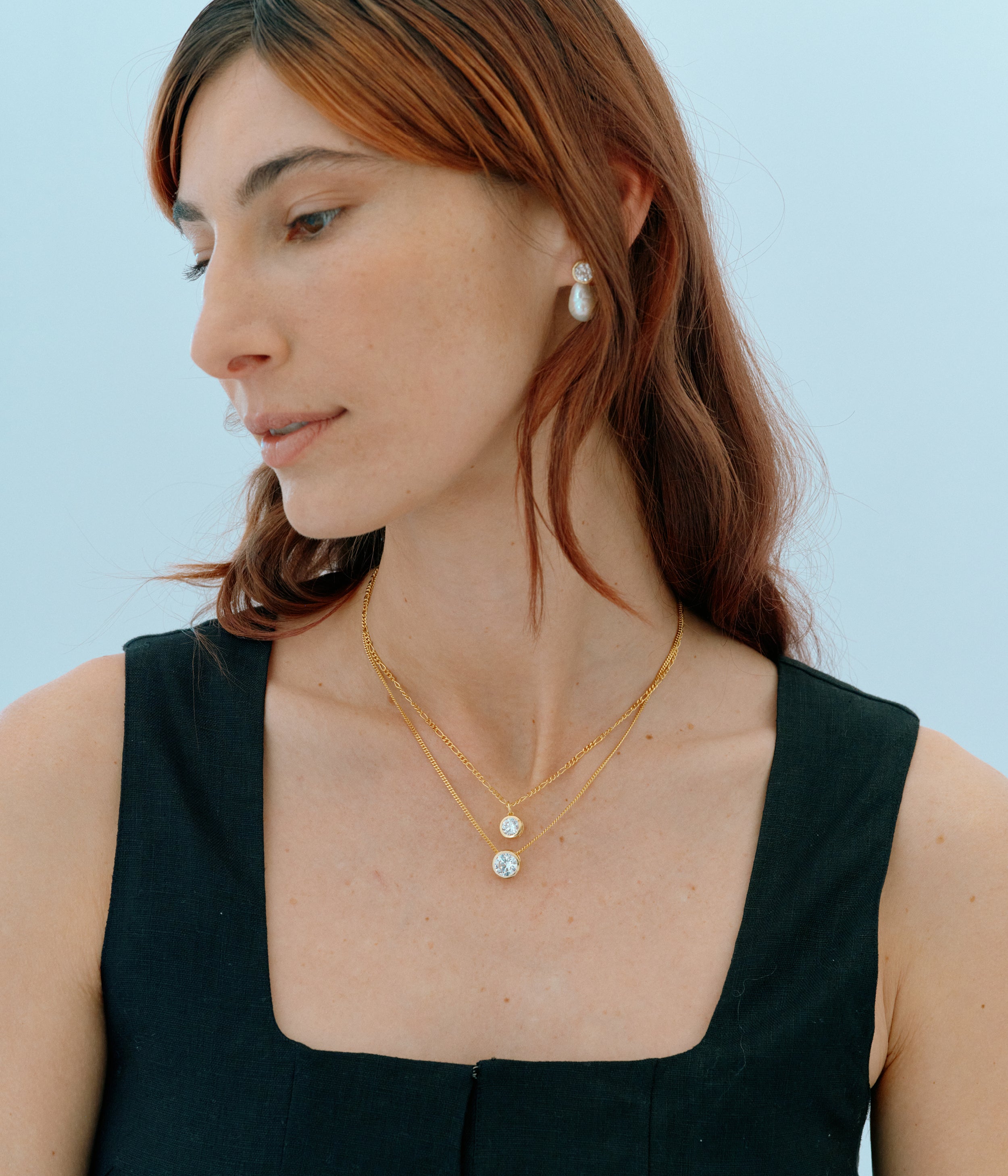 Strata Solitaire Necklace, Brilliant Cut Topaz. Gold Vermeil. - Monarc Jewellery