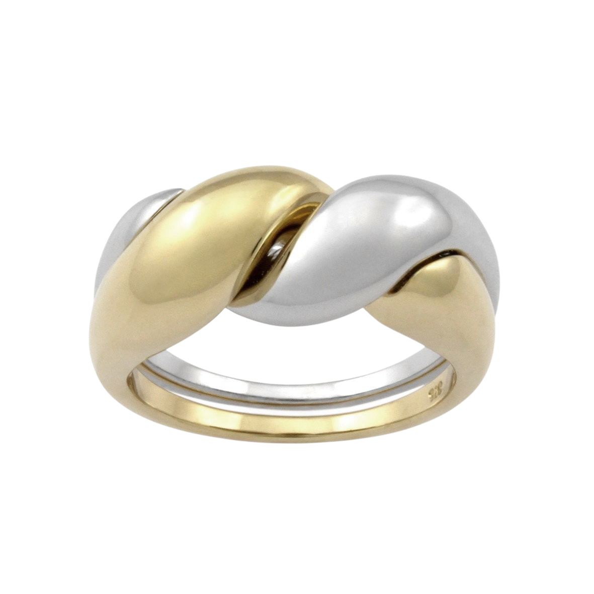 Two-tone Puzzle Ring, 9k Yellow Gold & Sterling Silver – Monarc Jewellery