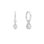 Maison Charm Huggie Hoops, Silver. Co-Designer Amy Fraser - Monarc Jewellery