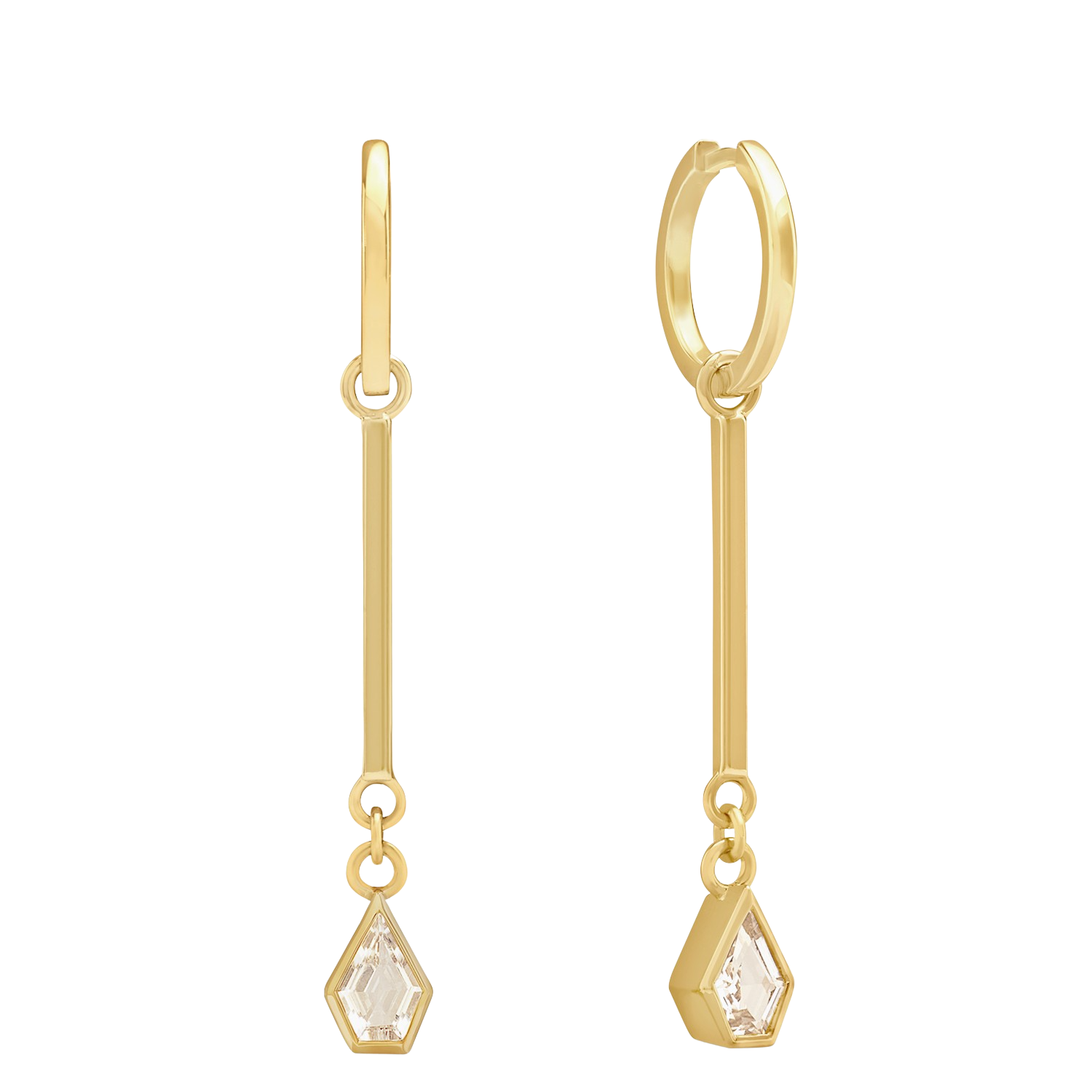 Maison Pendulum Huggie Hoops, Gold Vermeil. - Monarc Jewellery