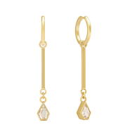 Maison Pendulum Huggie Hoops, Gold Vermeil. - Monarc Jewellery