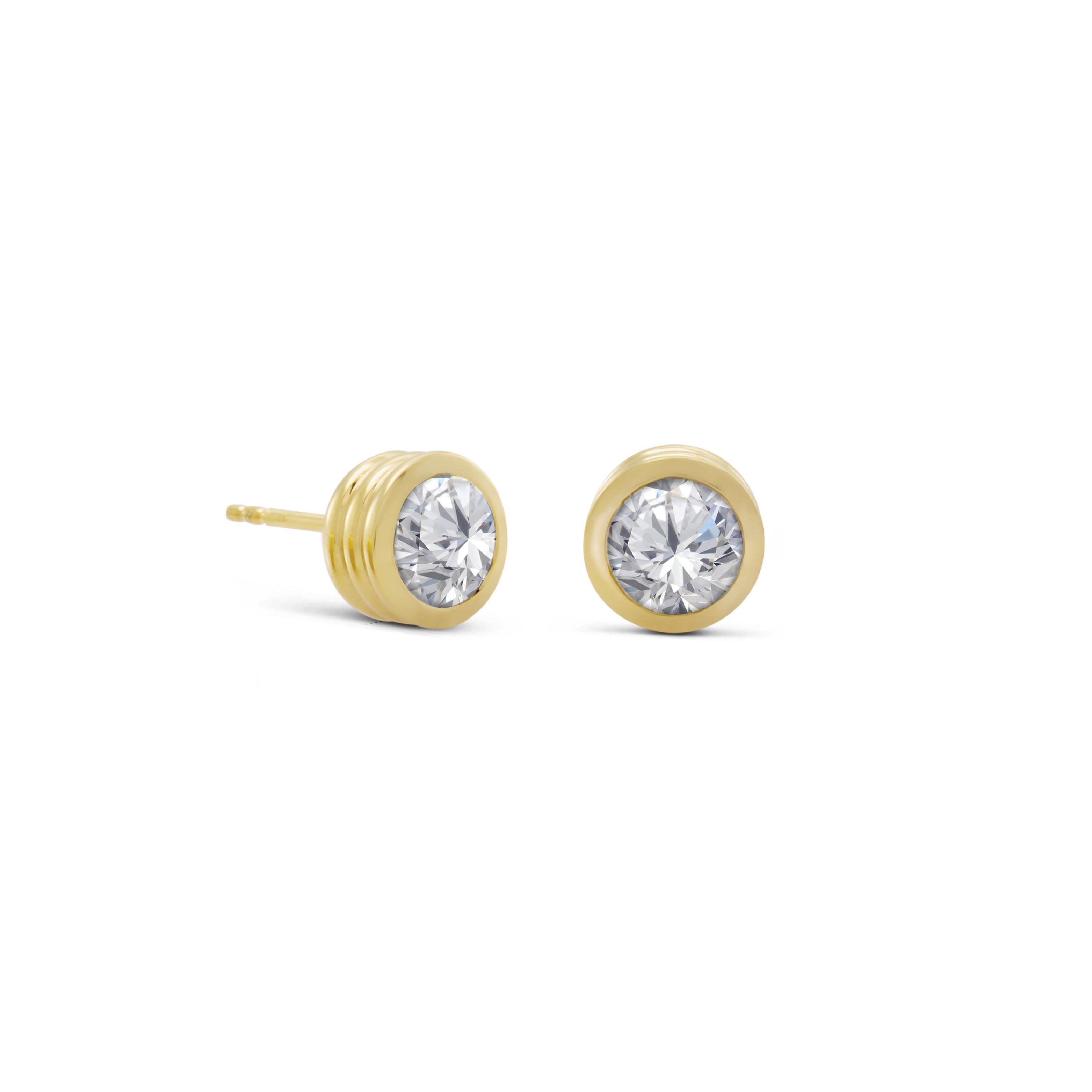 Strata Solitaire Stud Earring, Brilliant Cut Topaz. Gold Vermeil