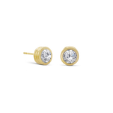 Strata Solitaire Stud Earring, Brilliant Cut Topaz. Gold Vermeil