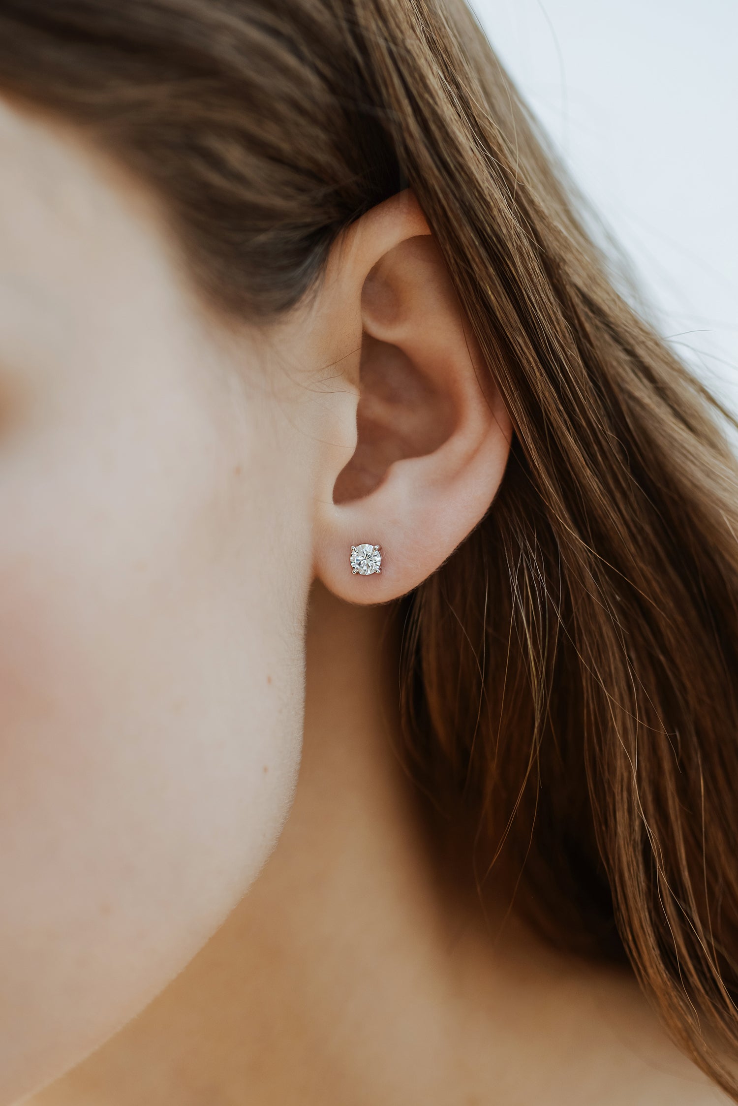 Coeur Solitaire Diamond Earrings. 9k Yellow Gold