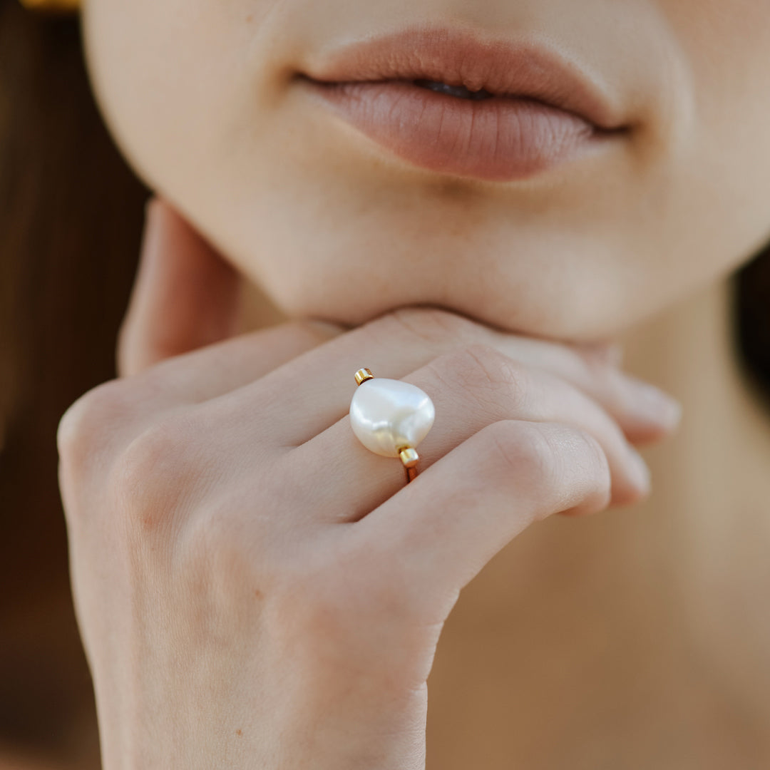 Heirloom Pearl Ring. 9k Yellow Gold