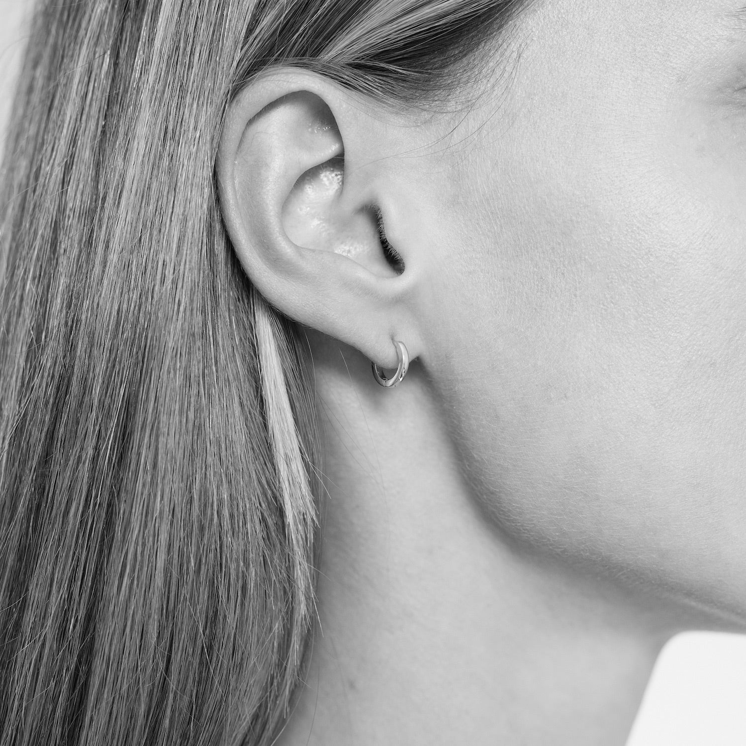 Anna Mini Huggie Hoop, Sterling Silver - Monarc Jewellery