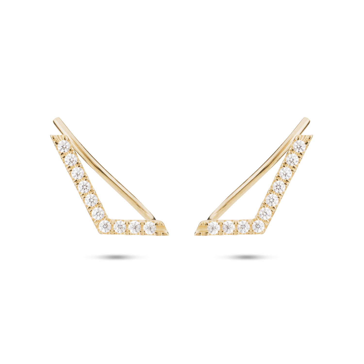 Chevron Diamond Ear Pin. 9k Yellow Gold - MONARC CONCIERGE