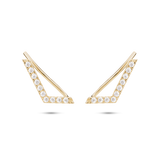 Chevron Diamond Ear Pin. 9k Yellow Gold