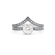 Cleopatra Chevron Diamond Ring Set. 18k White Gold or Platinum. - MONARC CONCIERGE
