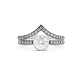 Cleopatra Chevron Diamond Ring Set. 18k White Gold or Platinum.