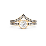 Cleopatra Chevron Diamond Ring Set. 18k Yellow Gold