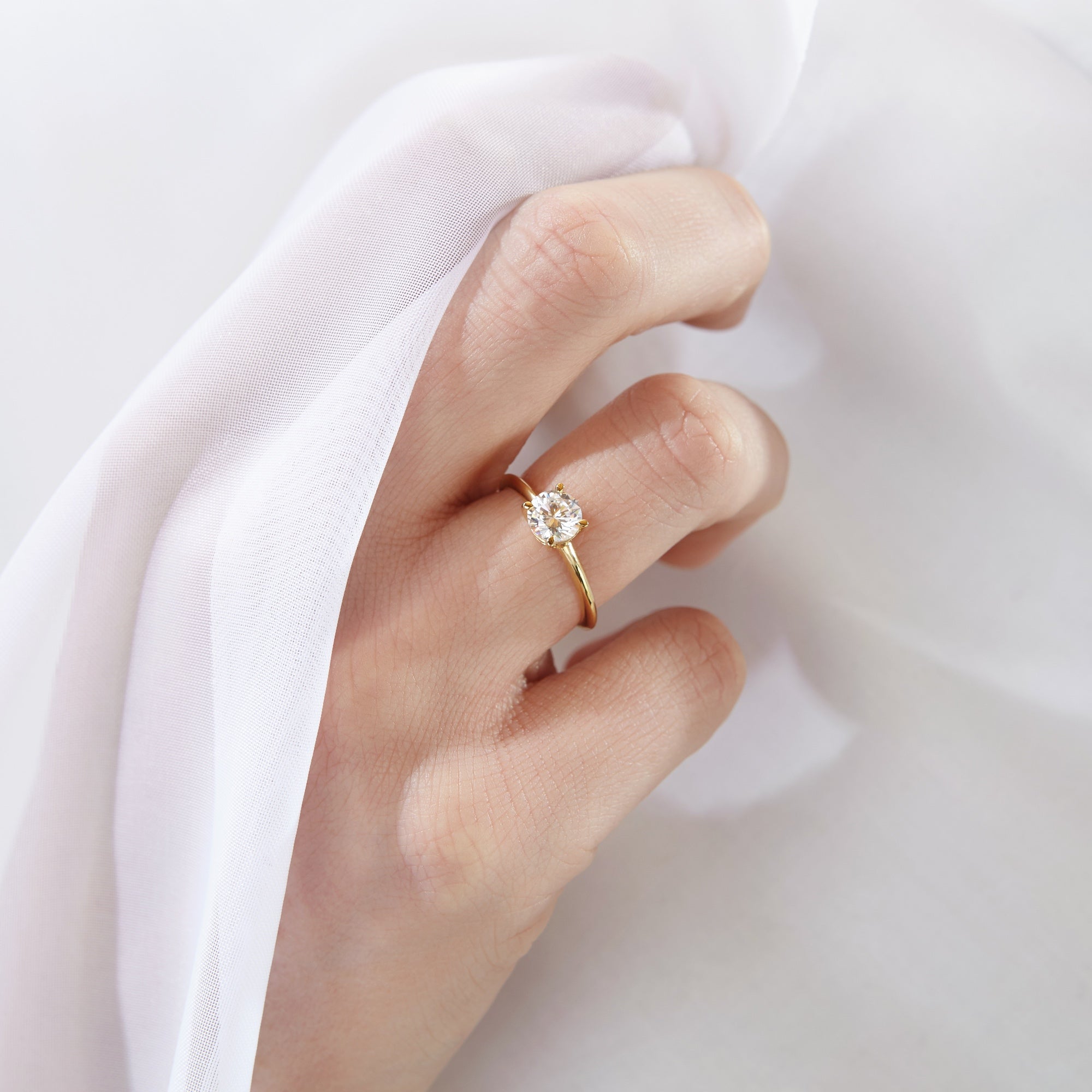 Coeur Diamond Solitaire Ring. 18k White Gold or Platinum - MONARC CONCIERGE