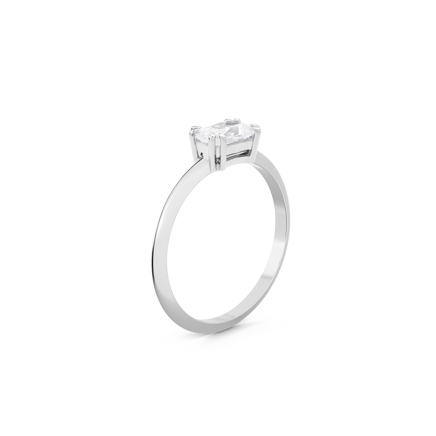 Empress Diamond Solitaire Ring. 18k White Gold or Platinum - MONARC CONCIERGE