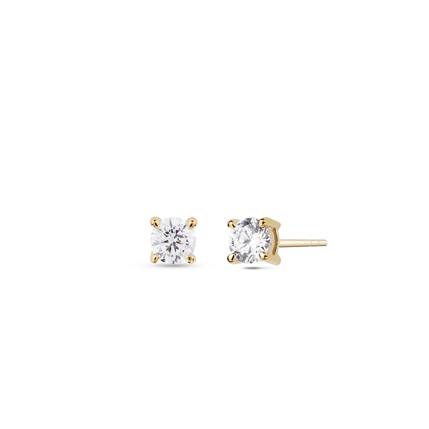 Coeur Solitaire Diamond Earrings. 9k Yellow Gold - MONARC CONCIERGE