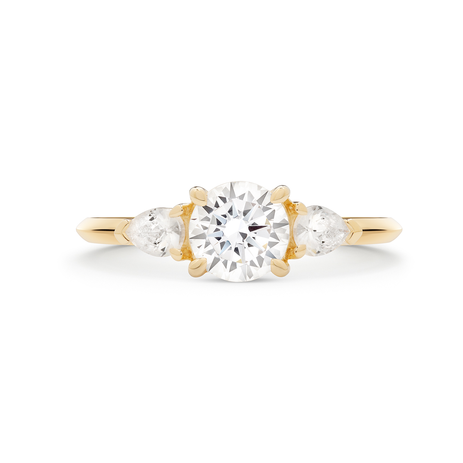 Reine Diamond Trilogy Ring, 18k Yellow Gold – Monarc Jewellery