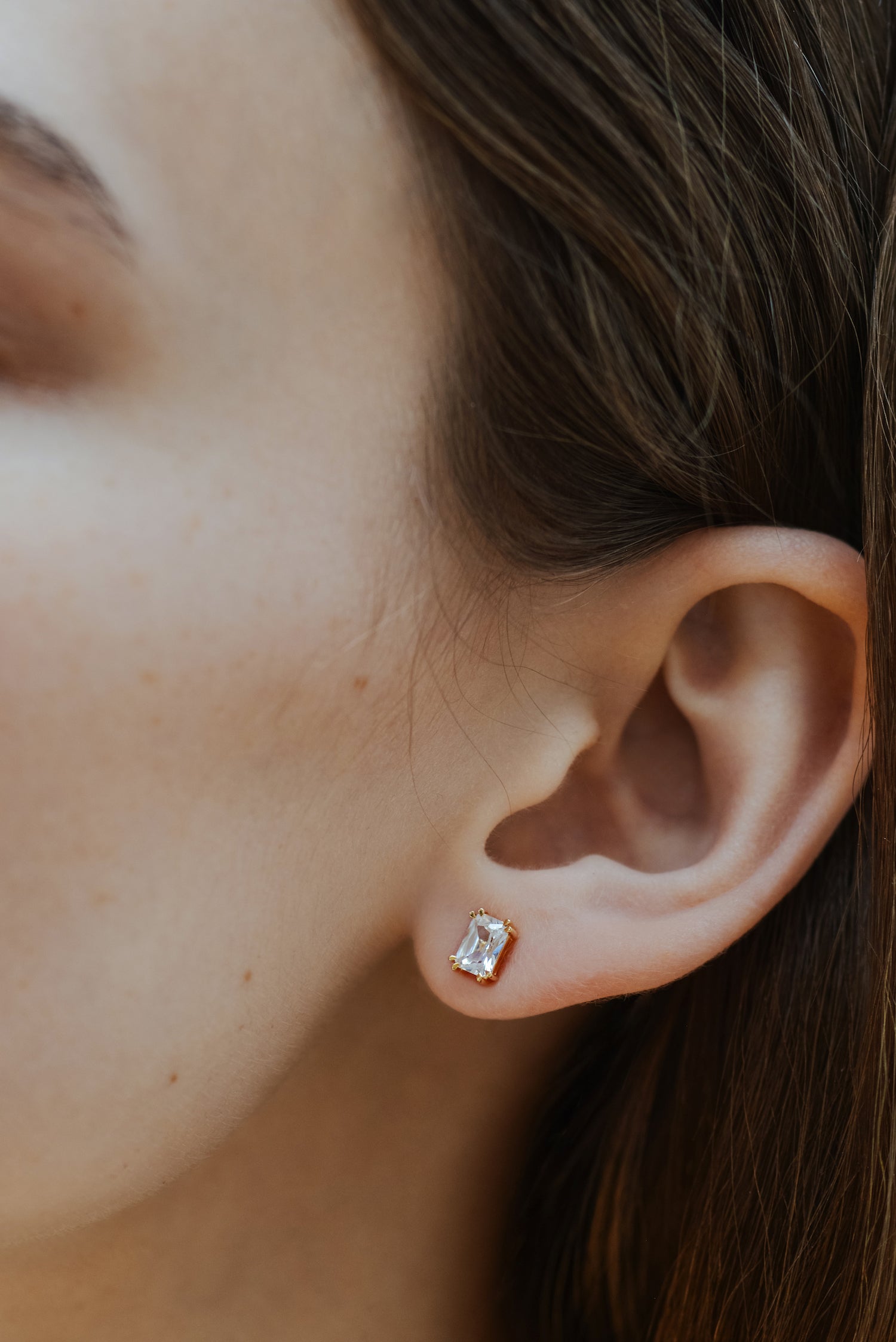 Empress Solitaire Diamond Earrings. 9k Yellow Gold