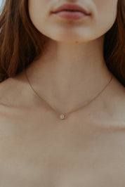 Thea Solitaire Diamond Necklace. 9k Yellow Gold - Monarc Jewellery