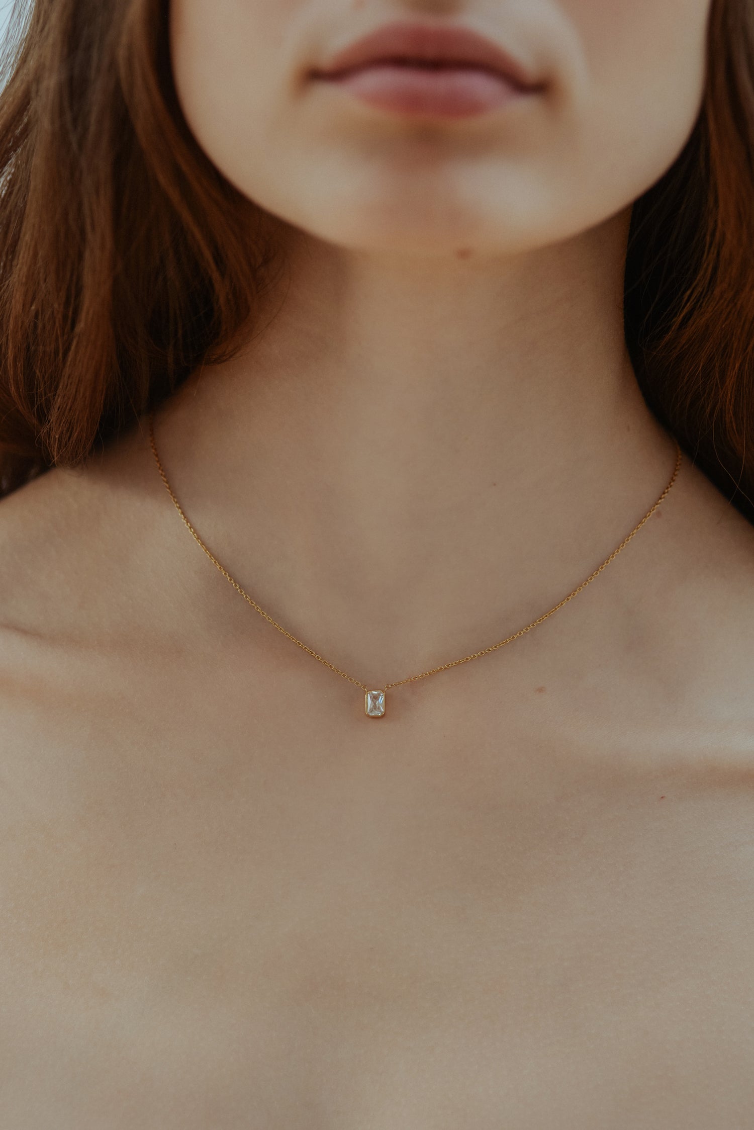 Thea Solitaire Diamond Necklace. 9k Yellow Gold