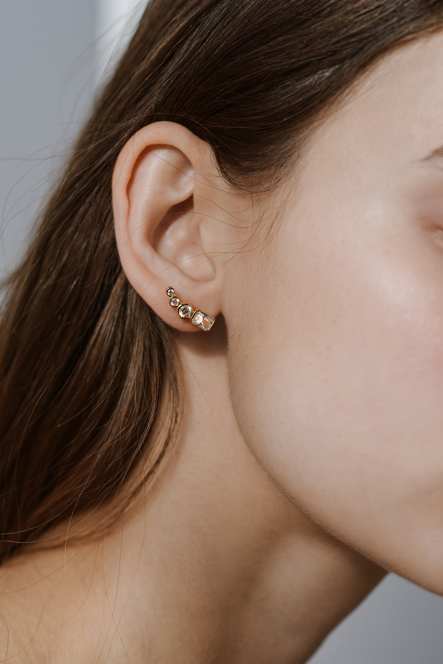 Thea Diamond Ear Pin 9k Yellow Gold Monarc Jewellery
