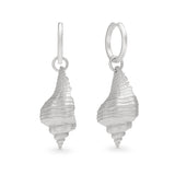 Praesidio Shell Huggie Hoops, Silver. Co-Designer Christina Macpherson