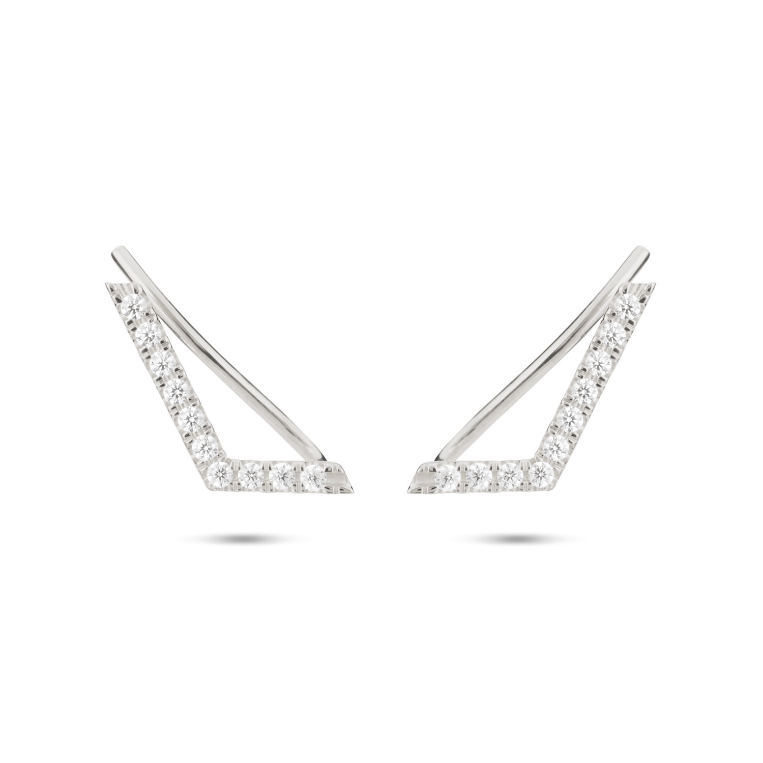 Chevron Diamond Ear Pin. 9k White Gold - MONARC CONCIERGE