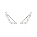 Chevron Diamond Ear Pin. 9k White Gold