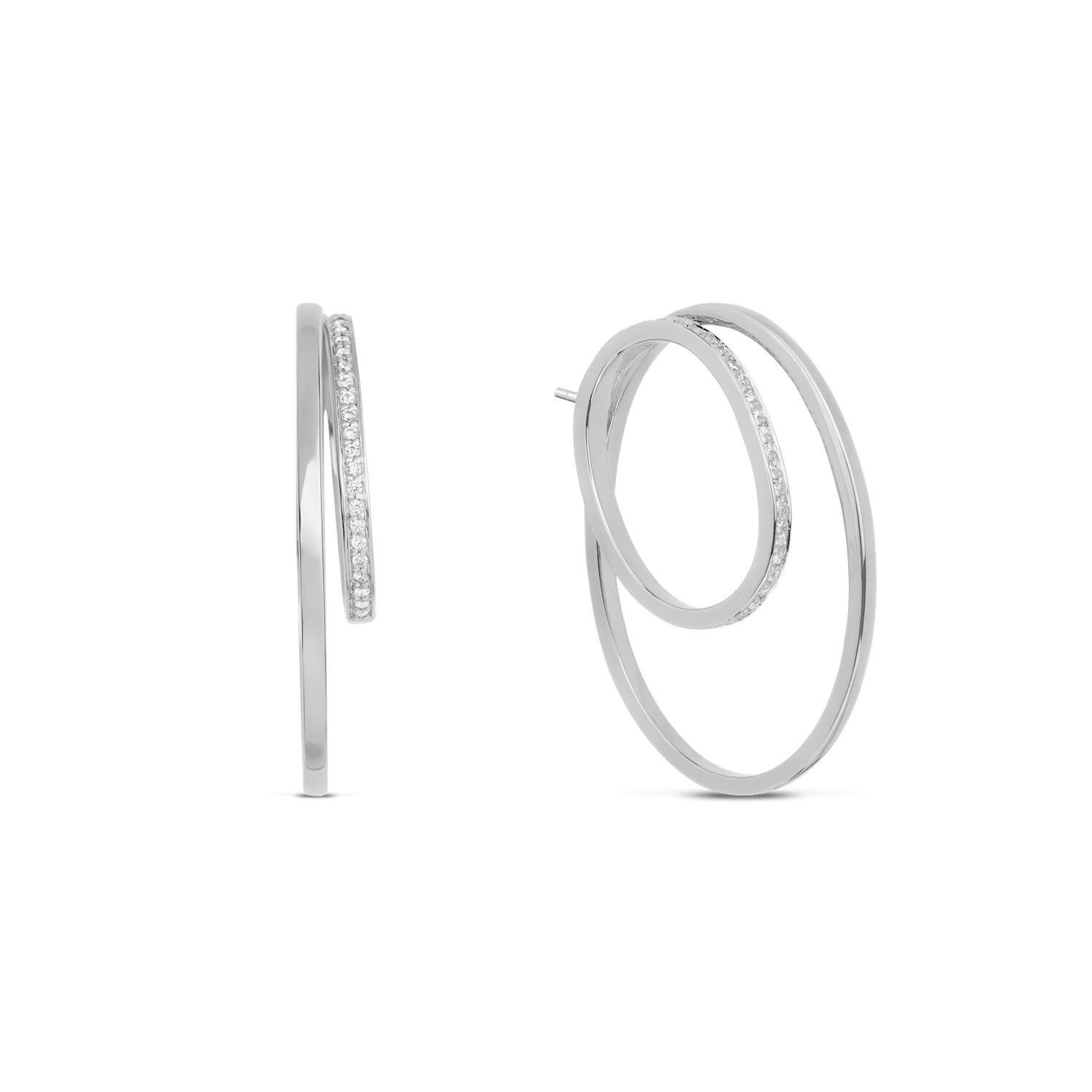Cleopatra Double Hoop Earrings. 9k White Gold - MONARC CONCIERGE