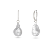 Embrasé Diamond & Pearl Hoop Earrings. 9k White Gold - MONARC CONCIERGE