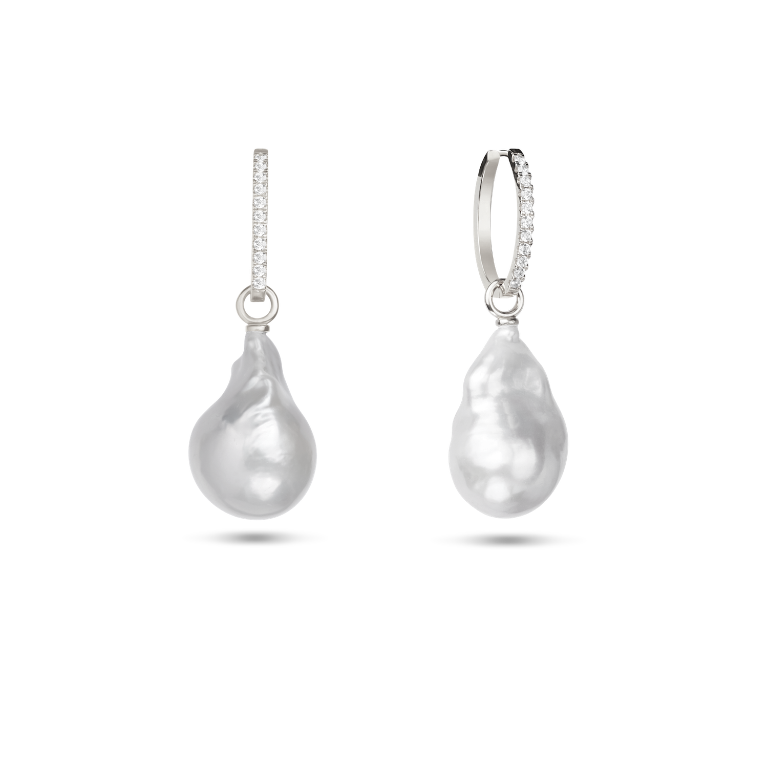 Embrasé Diamond & Pearl Hoop Earrings. 9k White Gold - MONARC CONCIERGE