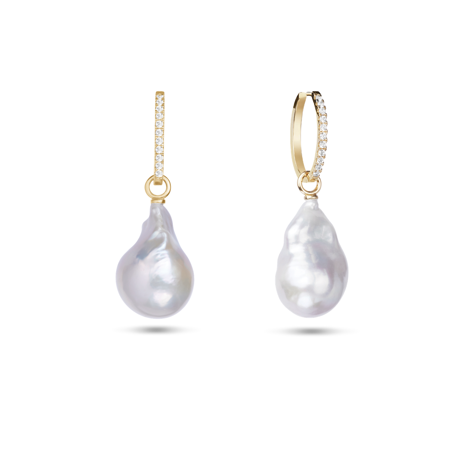 Embrasé Diamond & Pearl Hoop Earrings, 9k Yellow Gold – Monarc Jewellery