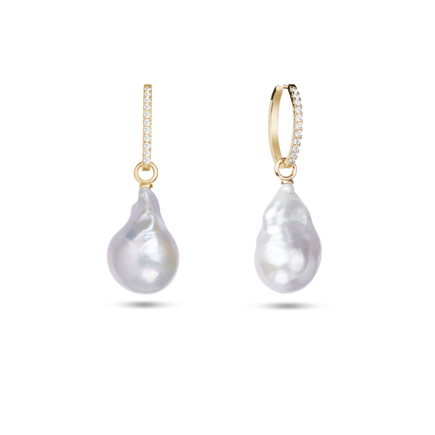 Embrasé Diamond & Pearl Hoop Earrings. 9k Yellow Gold - MONARC CONCIERGE