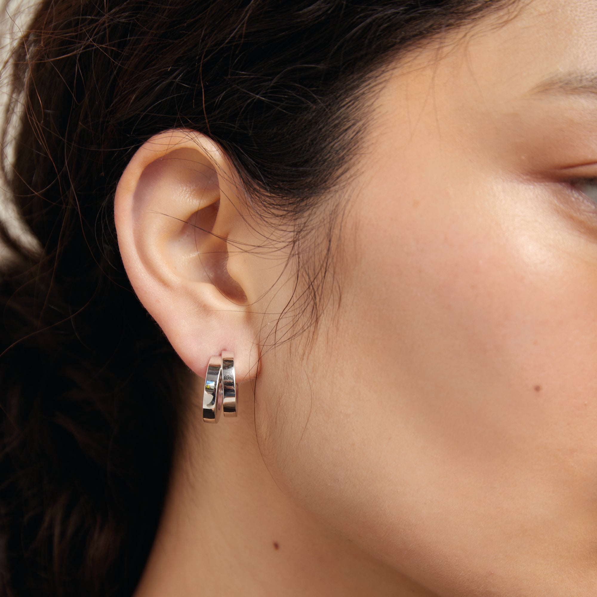 Hunch Double Hoop Earrings, Sterling Silver