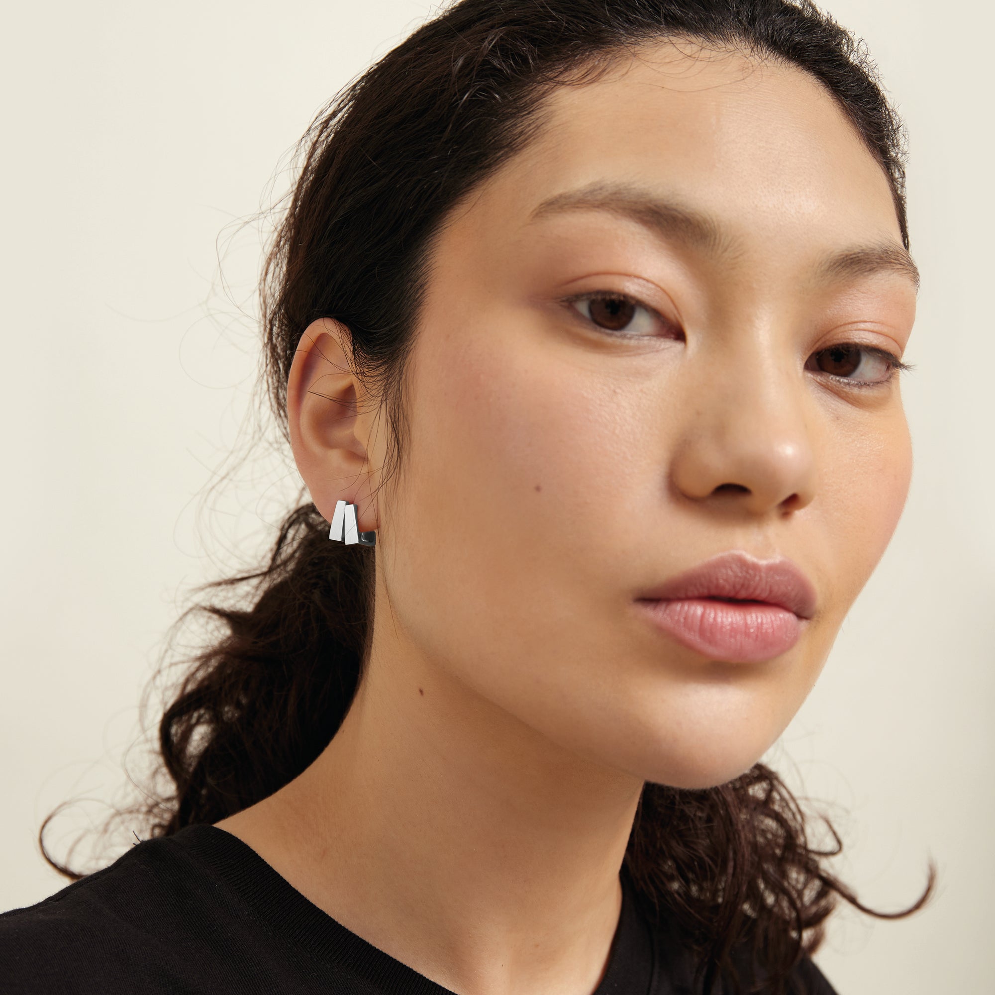 Scala Double Hoop Earrings, Sterling Silver - Monarc Jewellery
