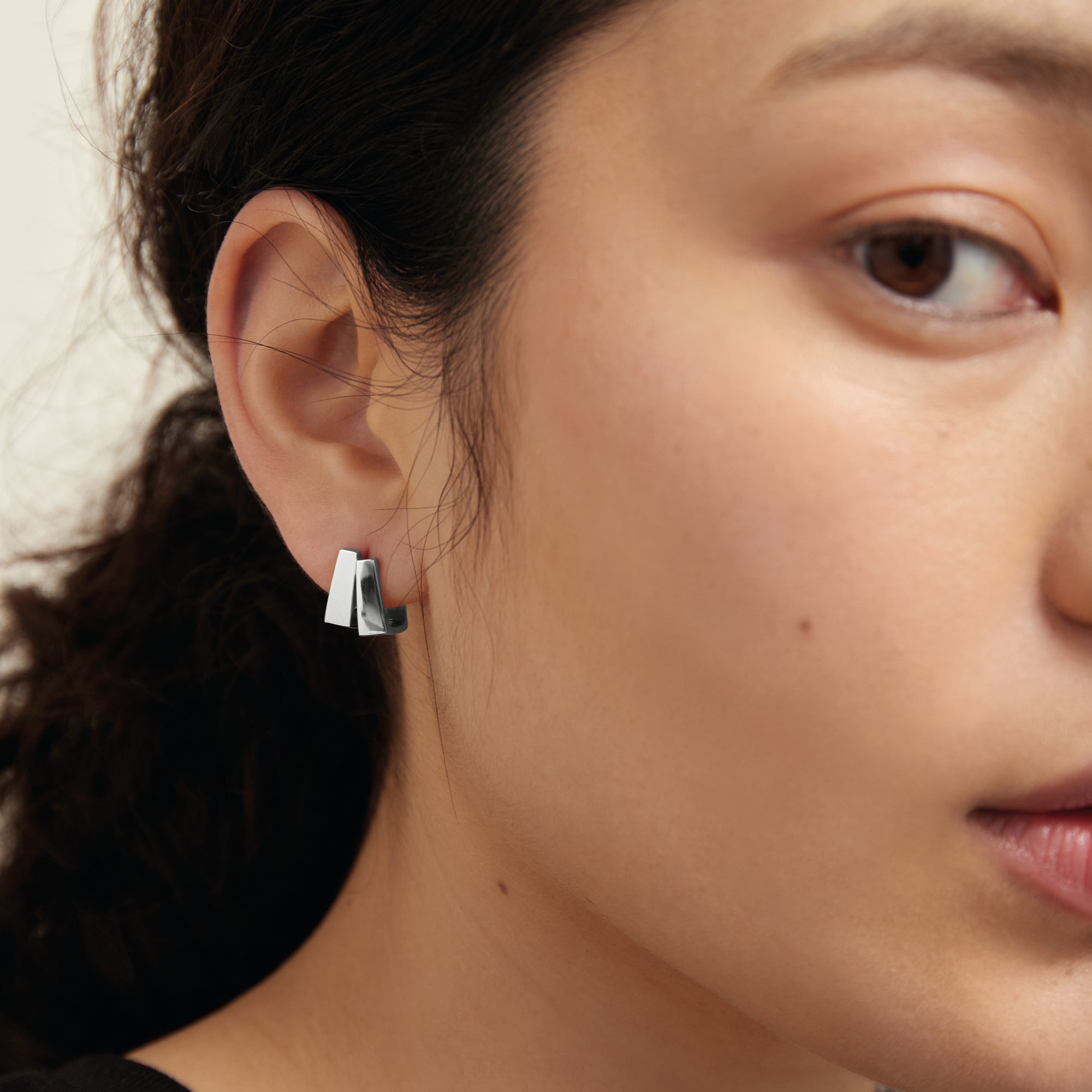 Scala Double Hoop Earrings, Sterling Silver - Monarc Jewellery